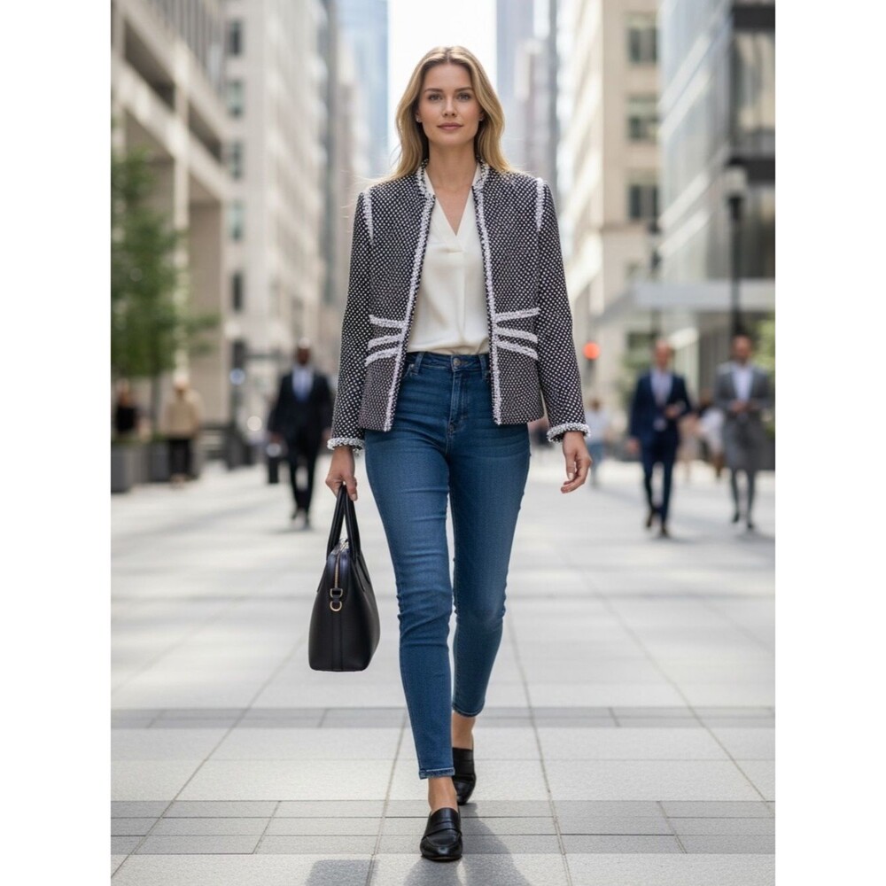 Spenser Jeremy Black and Cream Textured Blazer